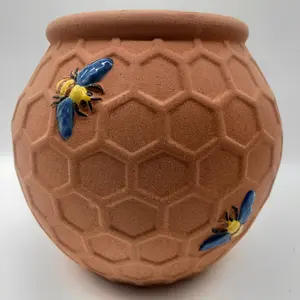 I più venduti ape a nido d'ape rotonda casa moderna pianta unica vaso da giardino vaso da fiori in ceramica di terracotta