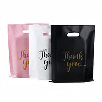 Sacs d'emballage personnalisés avec logo imprimé, pliables, en plastique coloré, avec poignée découpée, pour boutique de jouets pour enfants