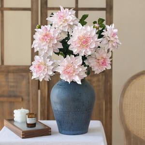 Fleur artificielle Dahlia verte haut de gamme en soie, à une ou deux têtes, pour accessoires de photographie, Thanksgiving, mariage, décoration intérieure - Vente en gros - Product Image 3