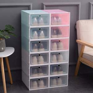 Boîte de rangement à chaussures empilable transparente, vente chaude, boîtes et bacs de rangement en plastique PP de haute qualité, logo personnalisé, moderne, brillant, 1000 pièces - Product Image 3