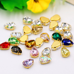 Cristales de imitación en forma de lágrima con base dorada para bolsos y accesorios de ropa, 16 facetas, cristales sueltos en forma de gota. - Product Image 2