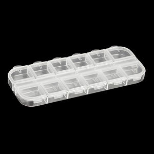 Boîte de rangement transparente en plastique à 12 compartiments pour bijoux et perles, vente en gros, OEM, haute qualité, sans BPA, empilable, pour cosmétiques et ongles - Product Image 2