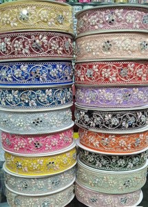 Custom-Made Embroidered Sequins Traditional 100% Cotton Laces Decorative <b>Fringe</b> <b>Trims</b> for Bridal Sarees Lehengas Western Dresses - Product Image 4