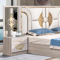 Lit double king size en bois avec tête de lit en cuir, ensemble de meubles de chambre à coucher modernes de luxe en MDF pour chambre principale, vente en gros à prix abordable