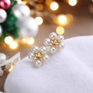 22525 Accessoires DIY en perles, clous d'oreille en argent S925, perles de 4-5 mm, support creux pour plusieurs perles, clous d'oreille effet glace et neige, boucles d'oreilles en perles - Product Image 1