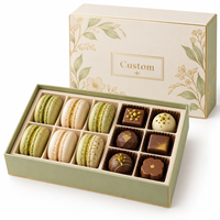 Boîte cadeau personnalisée pour macarons au chocolat, emballage en papier rigide de luxe avec séparateurs pour macarons, chocolats, desserts, coffrets cadeaux haut de gamme