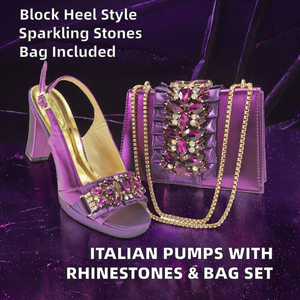 รองเท้าส้นสูงแบบสวมเปิดส้นสำหรับผู้หญิงสไตล์อิตาลี เหมาะสำหรับฤดูร้อนและฤดูใบไม้ร่วง ส้นสูง 10 ซม. หัวเหลี่ยม ประดับคริสตัล พร้อมกระเป๋าเข้าชุด ระบายอากาศได้ดี เหมาะสำหรับงานปาร์ตี้ - Product Image 2