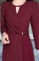 Robe de luxe 2025 Automne Hiver Soirée Designer Femme Plissée Patchwork Manches longues Mi-mollet Beige Rouge Noir Robe XXL