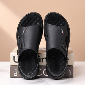 Sandalias planas para hombre, zapatos de playa con suela suave, color gris, negro, caqui, estilo deportivo juvenil, calzado cómodo de verano - Product Image 2