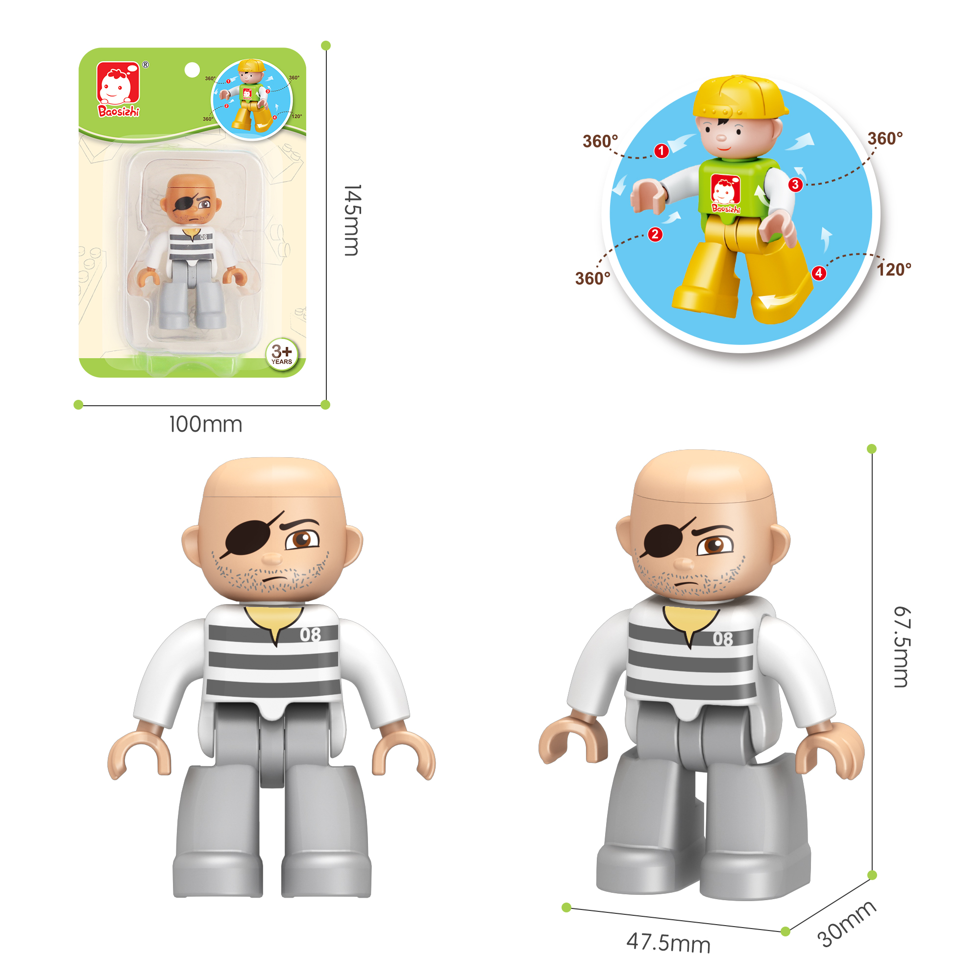 Figuras de bloques de construcción de gran tamaño / prisioneros