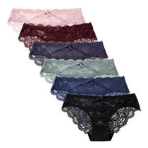 Tiefsitzende Sexy Damen-Slips mit Schleifenknoten aus Nylon-Spitze, Atmungsaktive Kreuzband-Slips Modell LS501 ODM Geprägt - Product Image 2
