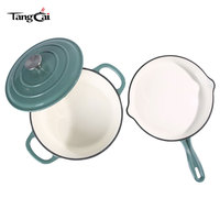Ensemble de 2 ustensiles de cuisson émaillés : Cocotte 5QT et poêle à frire antiadhésive de 10 pouces en fonte émaillée pour la cuisine domestique