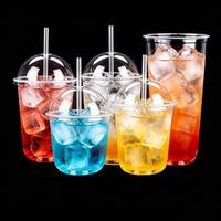 Gobelets en plastique jetables transparents en PET en forme de U, personnalisables, avec couvercles, pour boissons froides, vente en gros, 8, 10, 12, 14, 16, 18, 20, 24 oz