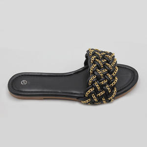 Chaussures pour femmes pantoufles chaîne dorée métallique pour femmes sandales plates d'extérieur pour la plage sandales souples confortables pour femmes et dames - Product Image 4