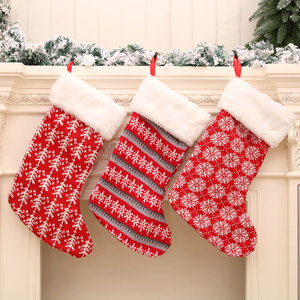 Nouvelles chaussettes de Noël 2021, chaussettes en laine tricotées, grande taille, rayures rouges et blanches, sac cadeau pour enfants - Product Image 2