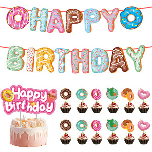 Spot ciambelle <span class=keywords><strong>di</strong></span> <span class=keywords><strong>buon</strong></span> <span class=keywords><strong>compleanno</strong></span> con bandiera che tira le decorazioni a tema del partito celebrazione dell'inserimento del Banner - Product Image 6