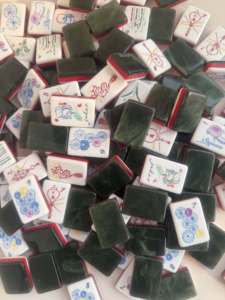High Quality National Style Hand-painted Series Emerald Green Jade Custom <b>Mahjong</b> Tiles Party Casual <b>Mahjong</b> Tiles <b>Set</b> - Product Image 1