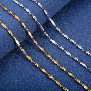 Collier chaîne maillons épis en acier inoxydable de 3,3 mm de large pour femmes et hommes, couleur or/argent, accessoires de fabrication de bijoux en métal pour le cou - Product Image 1