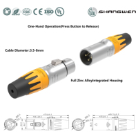Conector XLR de 3 Pines a Prueba de Agua IP65 para Exteriores, Contactos de Aleación de Cobre, Conector Macho/Hembra para Cable de Audio de 3 Pines