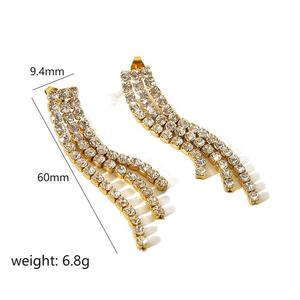 Diamond Earrings Geometric <b>Stud</b> <b>Titanium</b> Steel Women's Everyday Wear TE6984 - Product Image 4