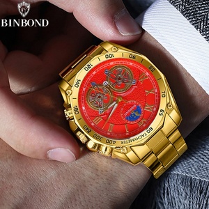 Relojes de Pulsera BINBONG B4833 de Lujo para Hombre, Relojes de Cuarzo de Negocios, Diseño Hueco de Acero Inoxidable, Resistentes al Agua 30M, Casuales - Product Image 6