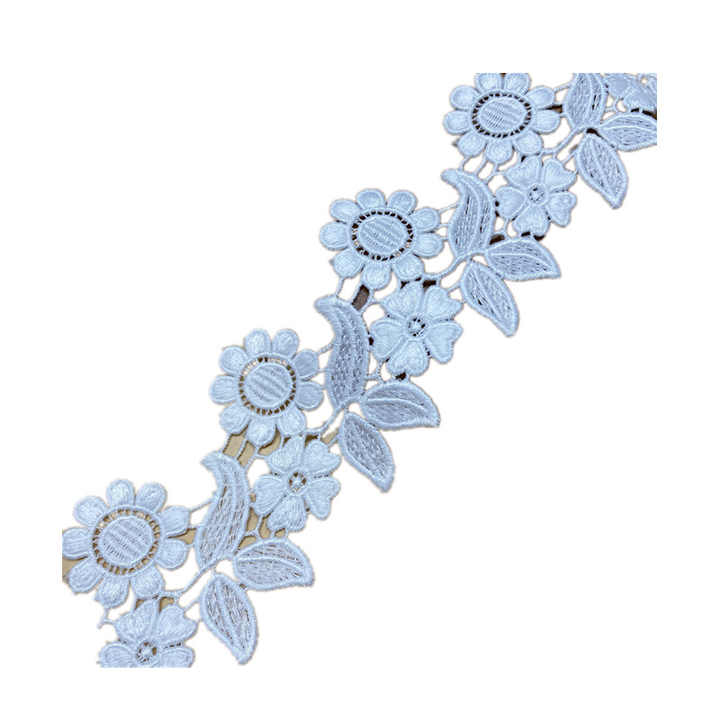 LS767 Wholesale Milk Silk Polyester Silk Rose Leaf Embroidery Water-soluble Lace Trim for Wedding Dress Decoration