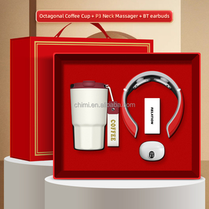 Caja de embalaje de lujo para negocios, conjunto de regalos corporativos, taza de bajo precio, auriculares de masaje para el cuello para aerolíneas, Año Nuevo, uso en oficina, logotipo personalizado - Product Image 2