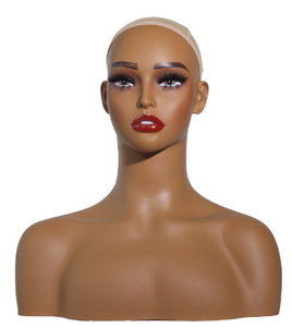 Tête de Mannequin Femme en PVC de Haute Qualité, Afro-Américaine, Présentoir à Perruques avec Maquillage Réaliste et Épaules, Vente en Gros - Product Image 3