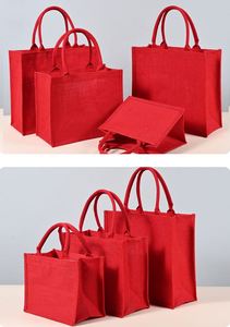 Sacs fourre-tout personnalisés rouges de qualité supérieure, durables, pour la publicité et les promotions, en jute - Product Image 4