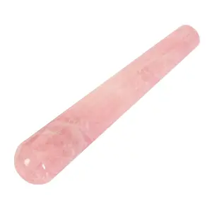 crystal Natural pink Rose Quartz White Crystal Massager Pleasure Wand Rock Quartz Yoni Wand Stone GuaSha Stick Gemstone Crafts Ornament