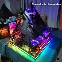 Boîtier de PC de jeu transparent panoramique en acrylique de qualité B, pyramide en cristal noir, ATX, tour complète, bricolage, refroidissement par eau à 360°