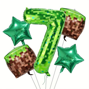 Kit de globos de papel de aluminio Digital Green Pixel Miner de 40 pulgadas Incluye números de película de poliéster 0-9 para fiesta de <span class=keywords><strong>cumpleaños</strong></span> de videojuegos - Product Image 1
