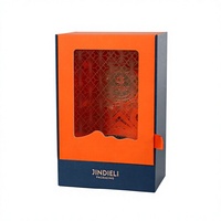 Boîte cadeau en papier kraft personnalisée pour bouteilles, emballage de luxe avec fenêtre transparente et fermeture à ruban