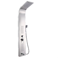 Panneau de douche intelligent mural en acier inoxydable avec fonction pluie, finition chrome poli, mitigeur à poignée unique et cartouche céramique