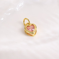 Pendentif mini cœur élégant et coloré en zircon, plaqué or véritable 18 carats, idéal pour la création de bracelets, colliers et boucles d'oreilles DIY