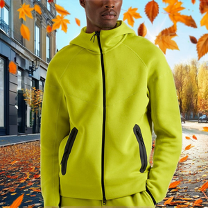 Nueva Sudadera con Capucha de Forro Polar 100% Algodón, con Cremallera Completa y Logotipo Personalizado OEM al por Mayor, para Hombre, Deportiva, para Gimnasio, Otoño, Larga - Product Image 2