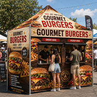 Tente alimentaire pliable professionnelle personnalisée pour l'extérieur, avec structure en aluminium, facile à monter, résistante au soleil, pour hamburgers et snacks, idéale pour les foires de rue