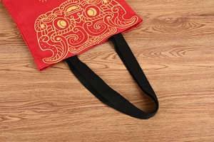 Borsa tote in tela con stampa di bestie mitiche in stile cinese, borsa a tracolla in cotone riutilizzabile ecologica per lo <span class=keywords><strong>shopping</strong></span> quotidiano delle donne - Product Image 4