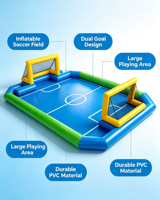 Cancha de Fútbol Inflable Resistente, Cancha de Fútbol Inflable Hermética con Porterías, Cancha Deportiva Portátil para Niños y Adultos para Fiestas