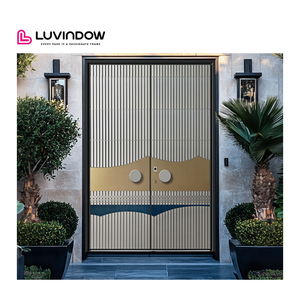 Top người bán hiện đại nhôm Faux hạt gỗ Chính thiết kế cửa với tính năng trang trí - Product Image 3