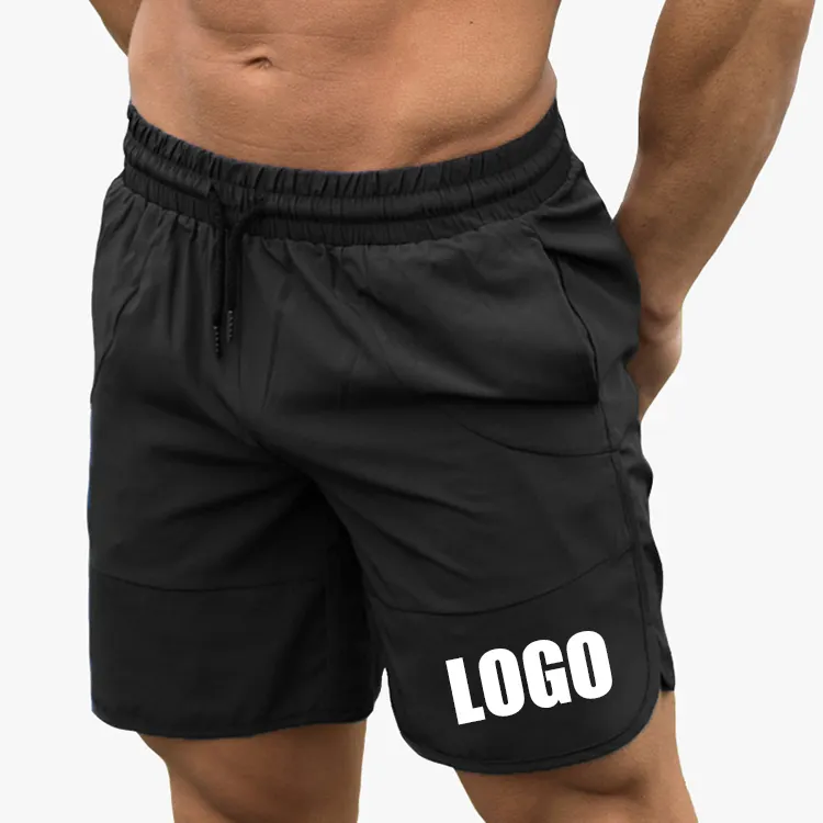 High Quality Custom Logo Black Spandex Drawstring Sportswear Shorts Men Training Athletic Workout Sport Shorts