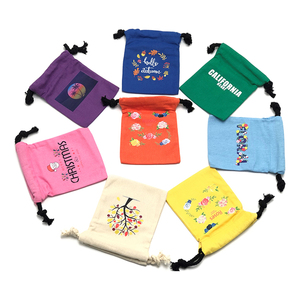 Personalized Jewelry Storage Pouch Bags Recycle Canvas Cotton Drawstring Bag with Double String