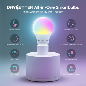 Daybetter หลอดไฟแอลอีดีอัจฉริยะ2แพ็ค E26 120V RGB พร้อม <span class=keywords><strong>alexa</strong></span>/google Assistant ควบคุมด้วยเสียงความสว่างสูงสำหรับใช้ในบ้าน - Product Image 2