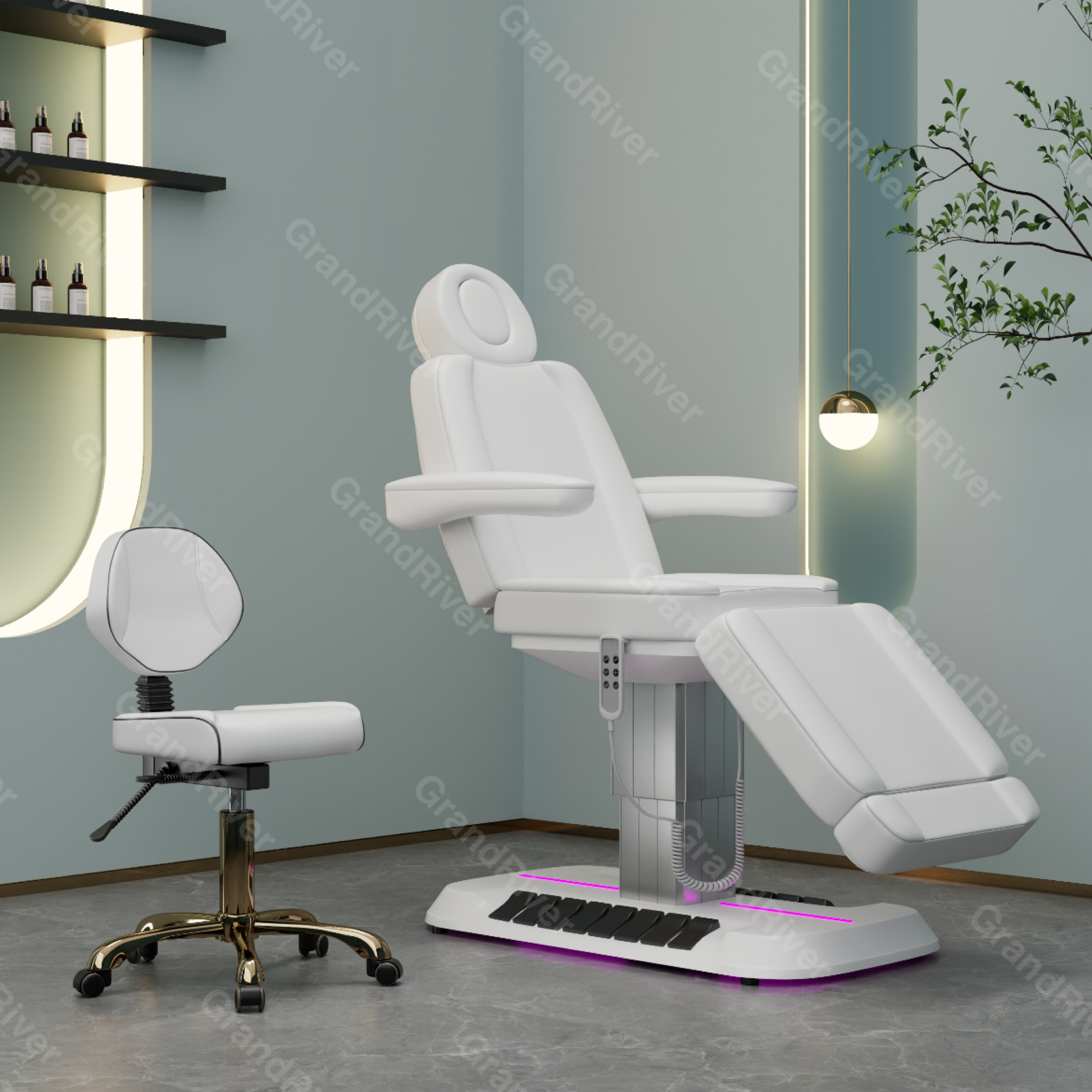 Beleza De Couro Branco Elétrico Completo 4 Motor Podologia Cadeira Facial Massagem Dental Estética Reclinável Cadeira Para Todos os Propósitos