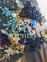Ensemble de danse pour femmes LIUHUO, haut de soutien-gorge en spandex brodé 3D, jupe en maille, orné de diamants, pour la compétition de pole dance, vêtements d'entraînement