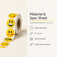 Autocollants ronds à visage souriant pour récompenses, étiquettes créatives et mignonnes en forme de dessin animé, autocollantes pour boîtes cadeaux