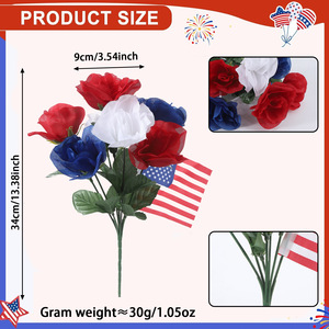 LINDOJUNI Ramo Decorativo Patriótico de Flores Artificiales Rojas, Blancas y Azules para el Día de la Independencia, Decoración de Mesa - Product Image 6