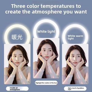 Lampe annulaire portable pour diffusion en direct, support de téléphone, éclairage d'appoint pour influenceurs, photographie de selfie, vidéo beauté, contrôle par bouton - Product Image 3