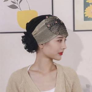 African headscarf, pleated <b>hat</b>, fashionable women's headwear, velvet Muslim long-tail wrap scarf <b>hat</b> - Product Image 1