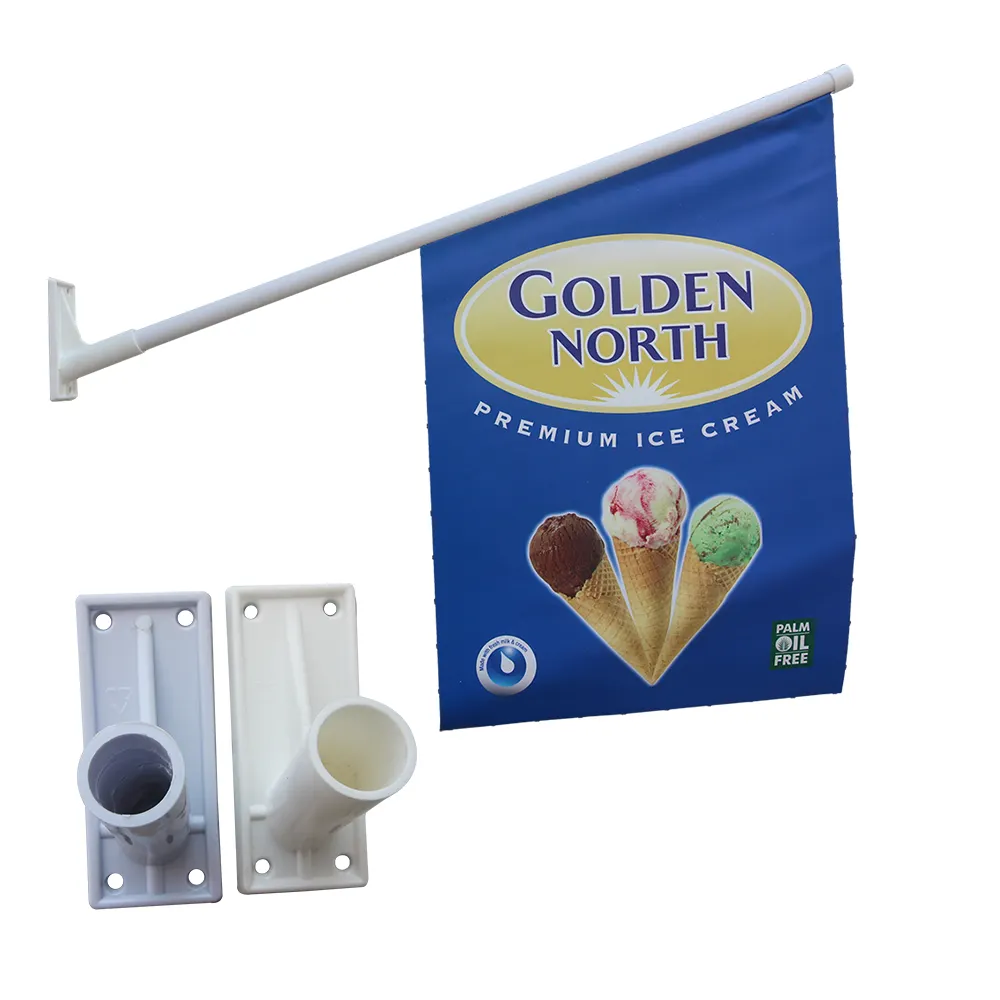 Promotion For Sale 45 Degree Mount Angle Base Steel Flag Pole Holder Shop Open Wall Banner Flags Bracket With Customized Design